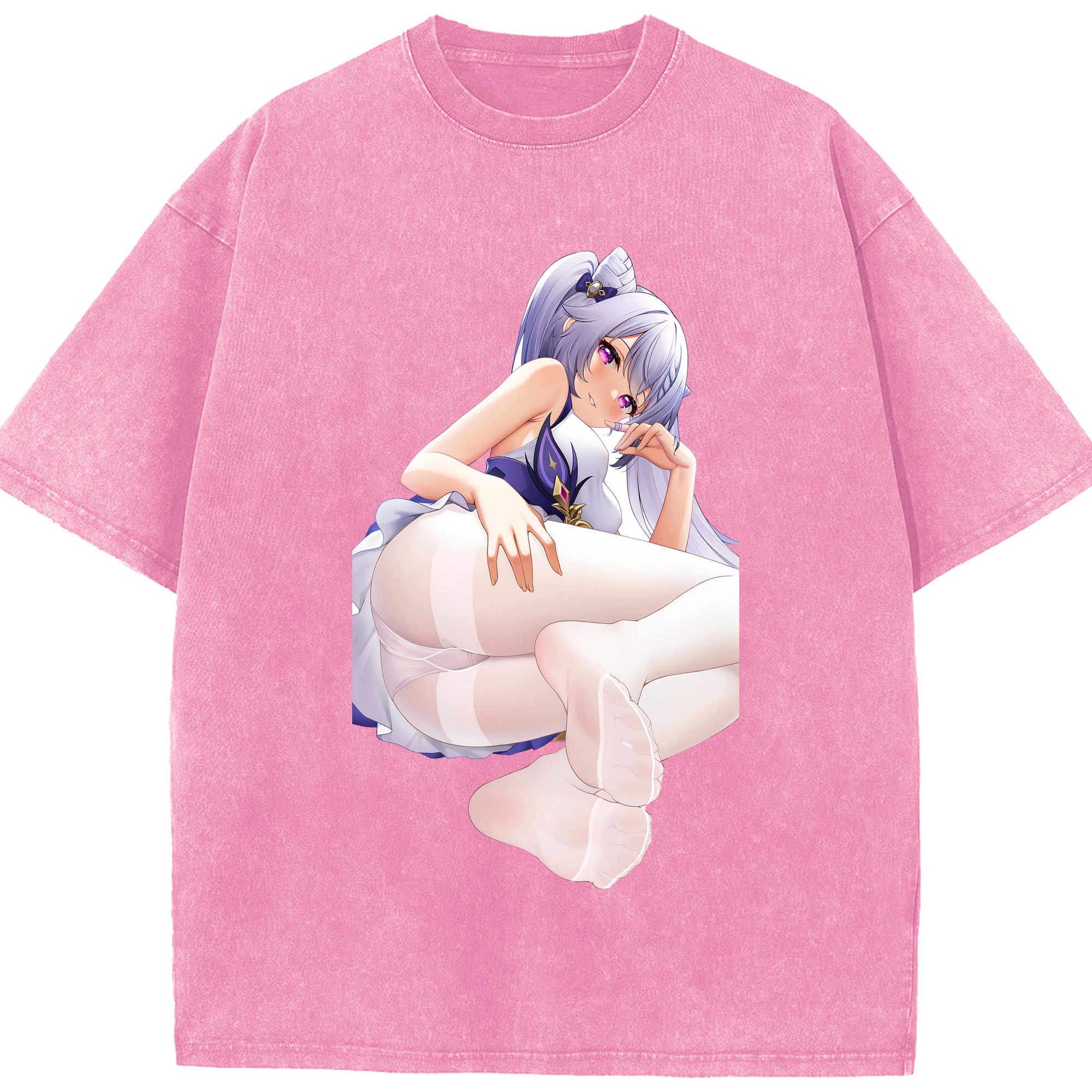 げんし神 刻晴 こくせい genshin Kokusei 綿100% ヴィンテージ風 半袖Tシャツ（フロントプリント）